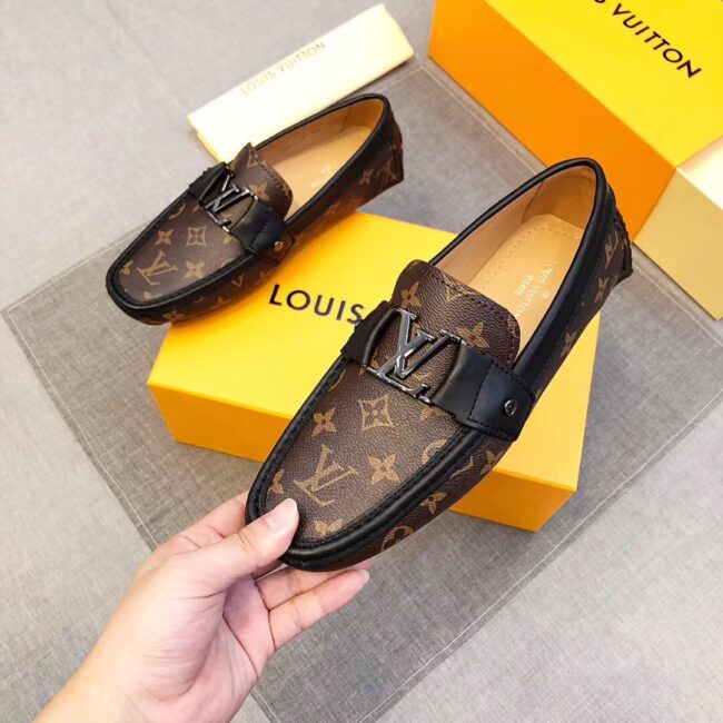 Giày lười nam Louis Vuitton siêu cấp họa tiết sao màu nâu GLLV25