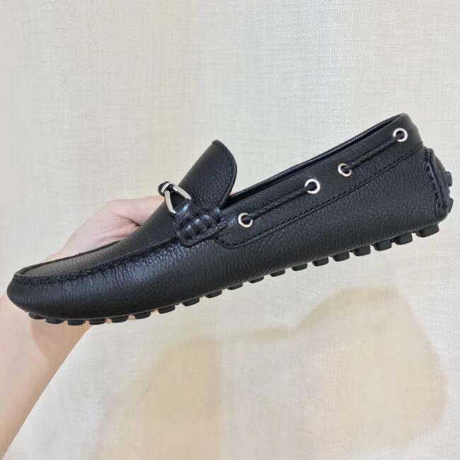 Giày lười Louis Vuitton like au họa tiết nơ màu đen GLLV19