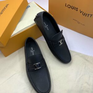 Giày lười Louis Vuitton siêu cấp họa tiết da nhăn mũi nhọn GLLV16