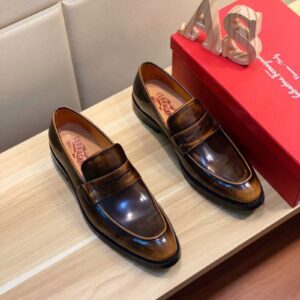 Giày Salvatore Ferragamo siêu cấp nam da bóng tag ẩn GNSF21