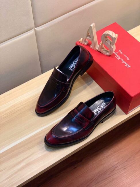 Giày Salvatore Ferragamo siêu cấp nam da bóng tag ẩn GNSF21