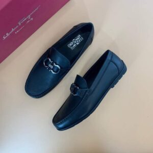 Giày Salvatore Ferragamo siêu cấp nam da trơn màu đen GNSF06