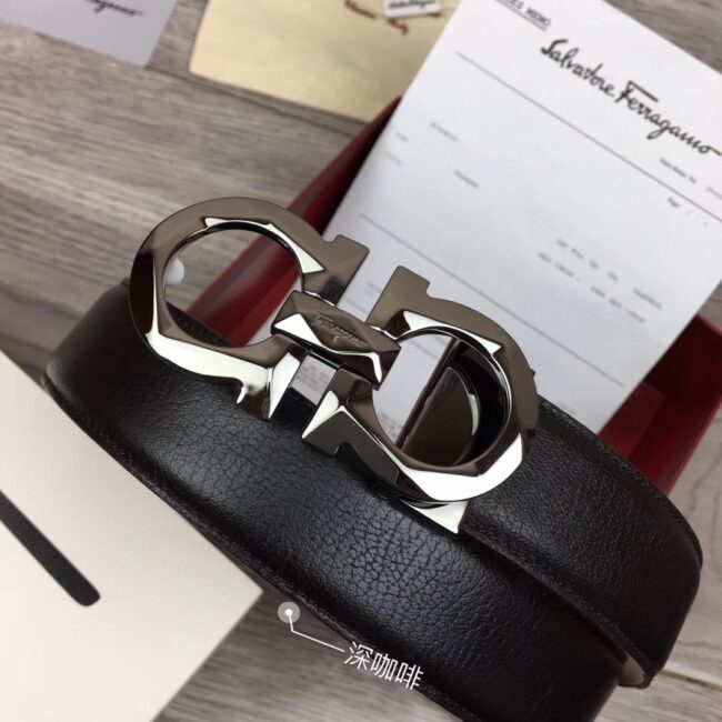 Thắt lưng nam Savatone Ferragamo siêu cấp da sần mặt khóa logo cạnh TLSF03