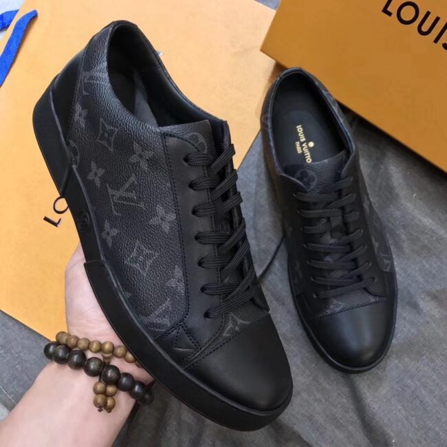 Giày nam Louis Vuitton like au hoạ tiết hoa đen GNLV06