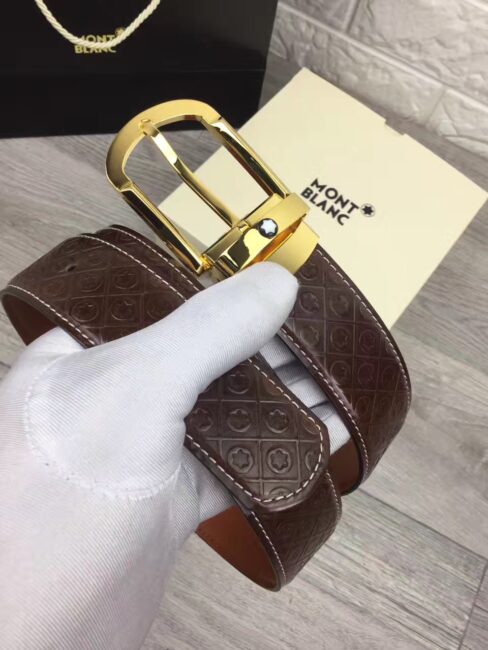 Thắt lưng Montblanc siêu cấp nam da họa tiết caro mặt khóa kim TLM08