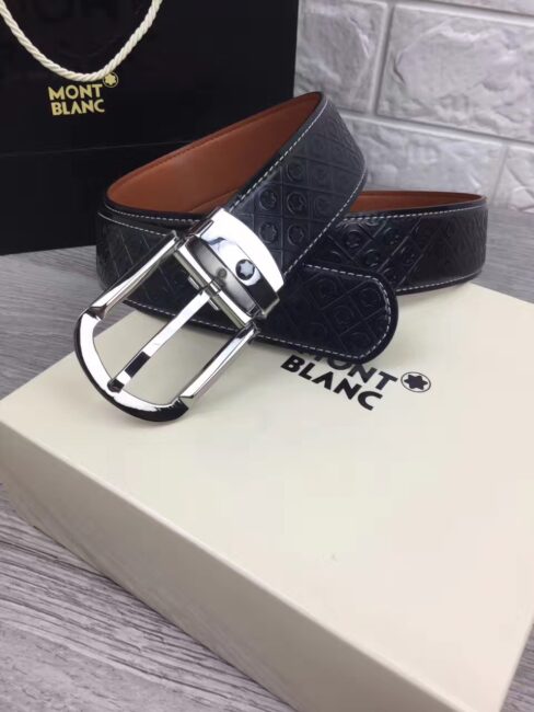 Thắt lưng Montblanc siêu cấp nam da họa tiết caro mặt khóa kim TLM08