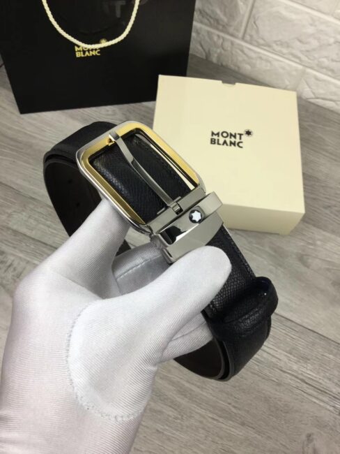 Thắt lưng Montblanc siêu cấp nam da sần mặt khóa kim bản to TLM12