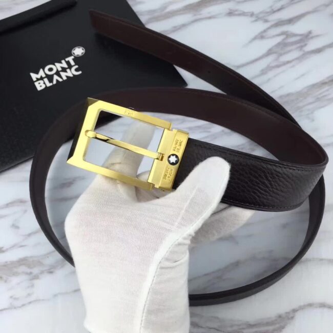 Thắt lưng Montblanc siêu cấp nam da sần mặt khóa kim vuông TLM09