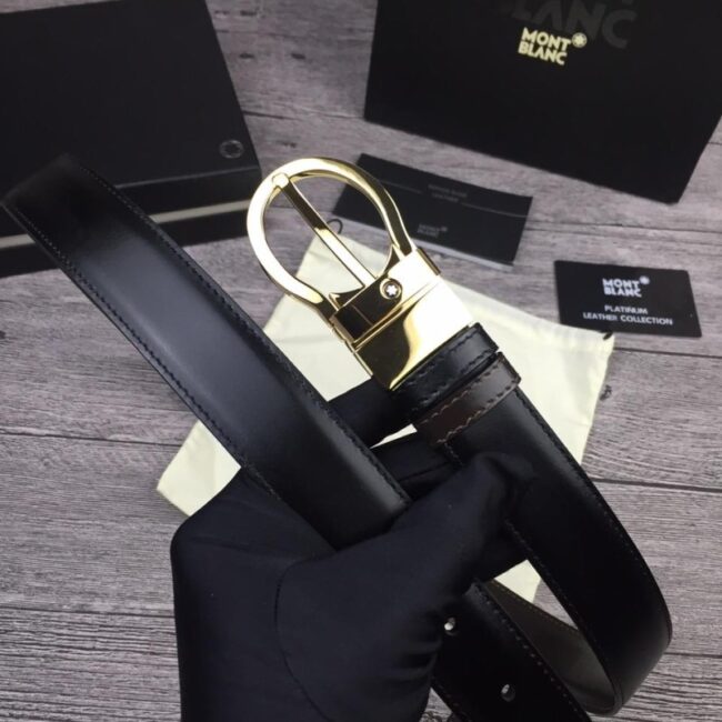 Thắt lưng Montblanc siêu cấp nam mặt khóa kim gold TLM02