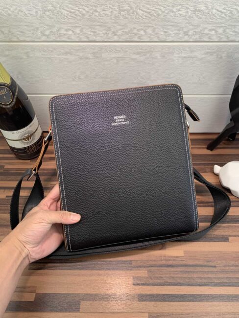 Túi xách nam Hermes siêu cấp da sần logo chữ TNHM05