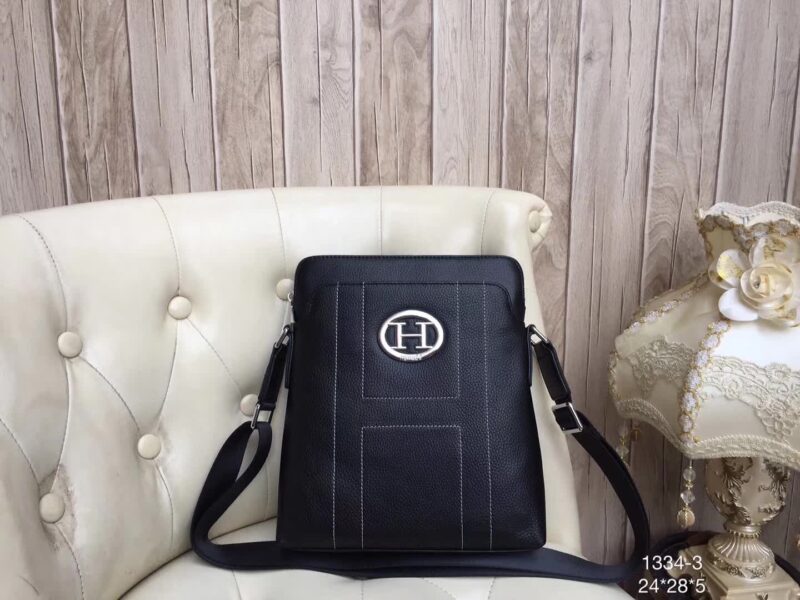 Túi xách nam Hermes siêu cấp da trơn logo chữ H tròn TNHM06