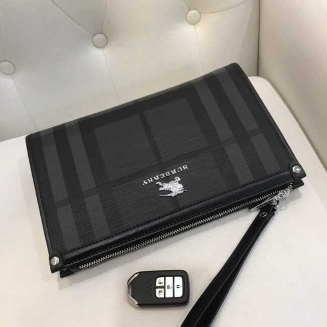 Ví Burberry siêu cấp nam cầm tay họa tiết kẻ ngang VNBB11
