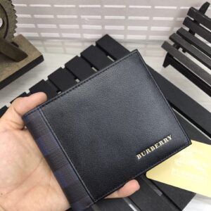 Ví Burberry siêu cấp nam dáng ngăn da trơn logo goc VNBB12