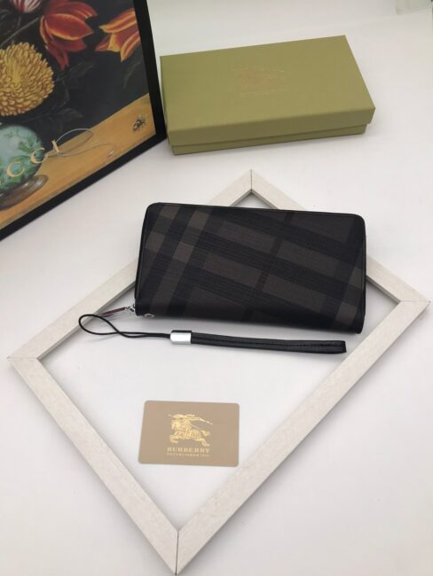 Ví Burberry siêu cấp nam dáng ngang kéo khóa họa tiết caro VNBB15