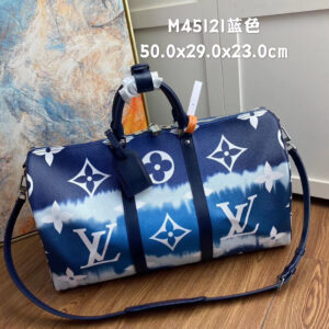 Balô nam Louis Vuitton like au họa tiết hoa màu xanh BLLV03