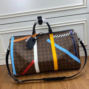 Balo nam Louis Vuitton like au họa tiết hoa nâu BLLV05