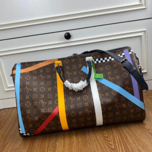 Balo nam Louis Vuitton like au họa tiết hoa nâu BLLV05