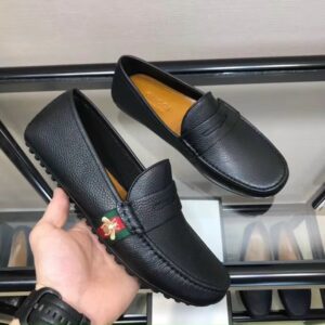 Giày lười Gucci siêu cấp da nhăn họa tiết ong GLGC07