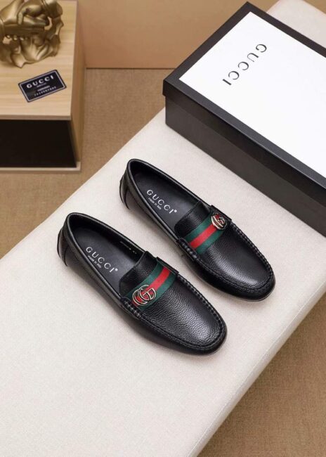 Giày lười Gucci siêu cấp họa tiết logo màu đen GLGC19