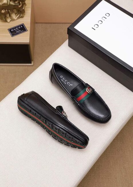 Giày lười Gucci siêu cấp họa tiết logo màu đen GLGC19