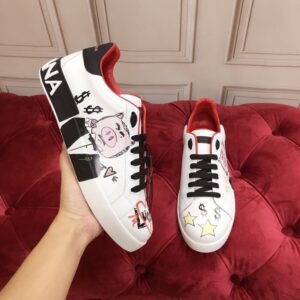 Giày nam Dolce Gabbana siêu cấp họa tiết Pig màu trắng GND04