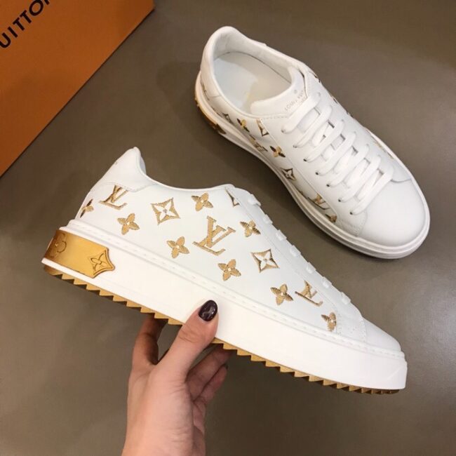 Giày nam Louis Vuitton sneaker họa tiết hoa vàng GNLV13