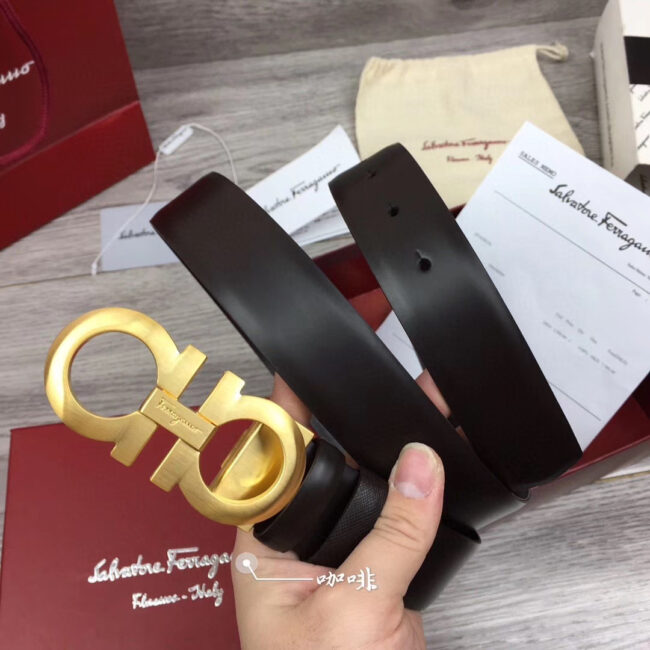 Thắt lưng Savatore Ferragamo họa tiết khóa vàng TLSF29