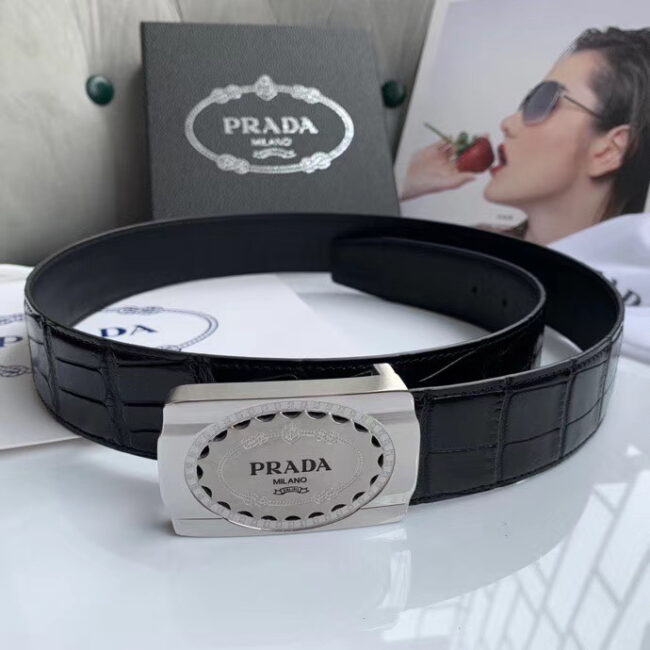 Thắt lưng Prada nam họa tiết dây rạn khóa vuông TLP16