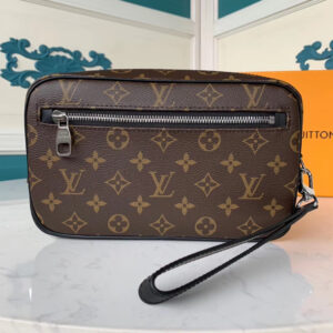 Ví nam Louis Vuitton like auth cầm tay họa tiết hoa nâu vuông VNLV07