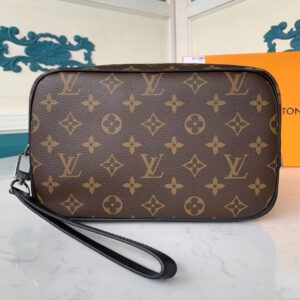 Ví nam Louis Vuitton like auth cầm tay họa tiết hoa nâu vuông VNLV07