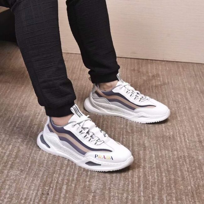 Giày nam Prada siêu cấp họa tiết viền kẻ ba màu GNP01