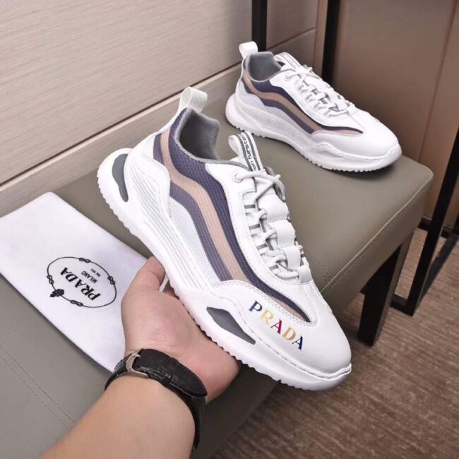 Giày nam Prada siêu cấp họa tiết viền kẻ ba màu GNP01