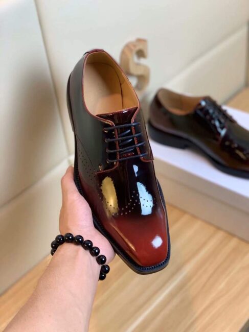 Giày nam Versace siêu cấp đế cao màu nâu bóng GNV09