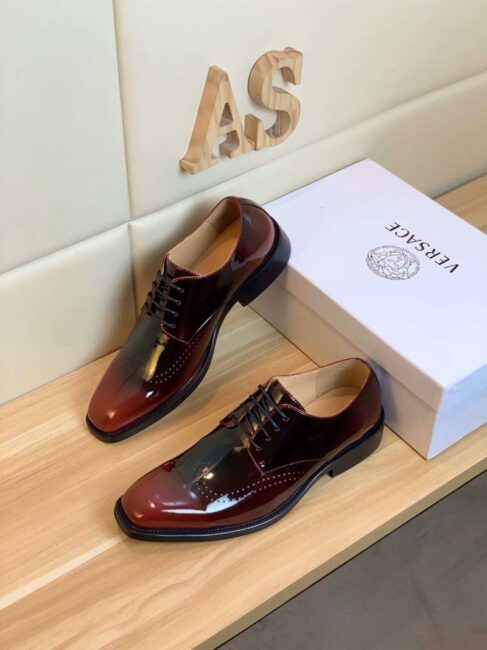 Giày nam Versace siêu cấp đế cao màu nâu bóng GNV09