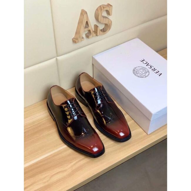 Giày nam Versace siêu cấp đế cao màu nâu bóng GNV09