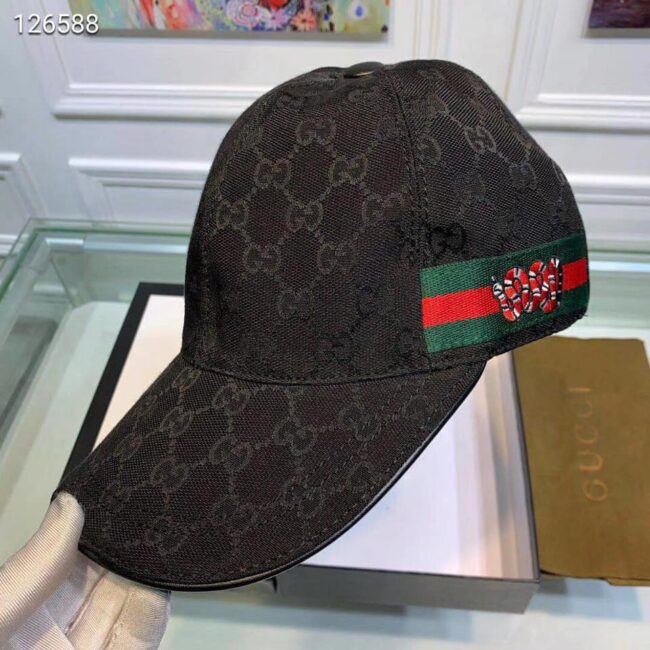 Mũ Gucci nam siêu cấp họa tiết rắn màu đen MNGC01