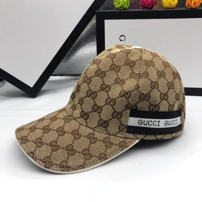 Mũ Gucci nam siêu cấp họa tiết viền kẻ đen màu be MNGC05