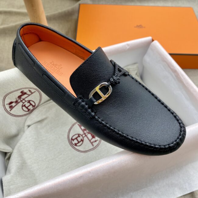 Giày lười Hermes like auth họa tiết khóa lệch GLH25