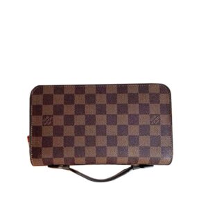 Ví nam Louis Vuitton like au cầm tay có quai hoạ tiết caro nâu VNLV59