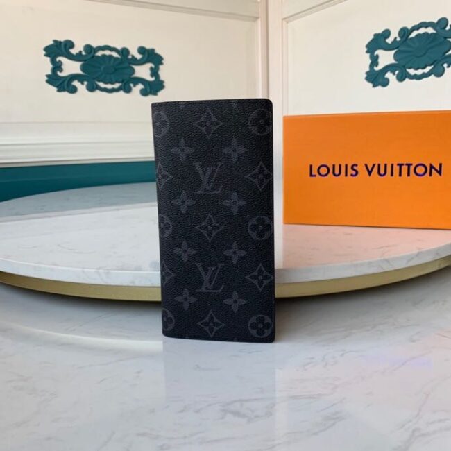 Ví nam Louis Vuitton siêu cấp cầm tay gấp dài hoạ tiết hoa đen VNLV52