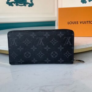 Ví nam Louis Vuitton like au cầm tay khoá kéo hoạ tiết hoa đen VNLV49