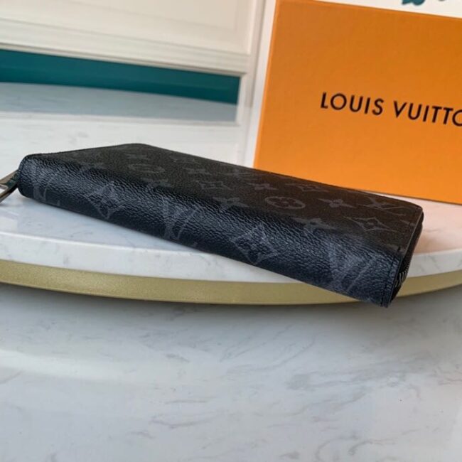 Ví nam Louis Vuitton like au cầm tay khoá kéo hoạ tiết hoa đen VNLV49