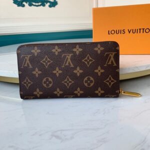 Ví nam Louis Vuitton like au cầm tay khoá kéo hoạ tiết hoa nâu VNLV55