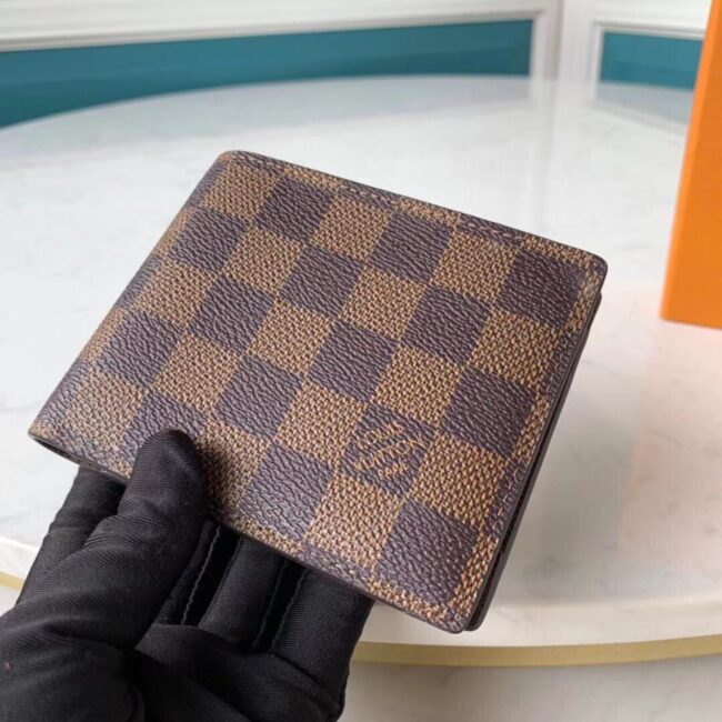 Ví nam Louis Vuitton siêu cấp hoạ tiết caro nâu VNLV47