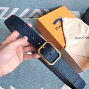 Thắt lưng nam Louis Vuitton like au mặt khóa kim bát giác màu vàng TLLV39