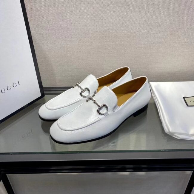 Giày lười Gucci like au đế cao da trơn màu trắng GLGC14