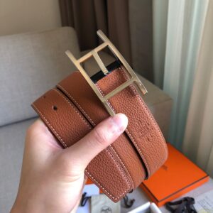 Thắt lưng Hermes nam like au dây hai mặt cam đen khoá kim TLHM26