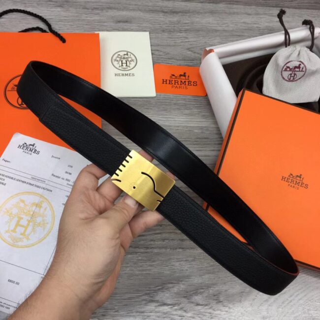 Thắt lưng Hermes nam like au hoạ tiết vuông khuyết TLHM32