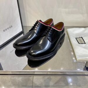 Giày nam Gucci like au đế cao da bóng viền trắng đỏ GNGC08