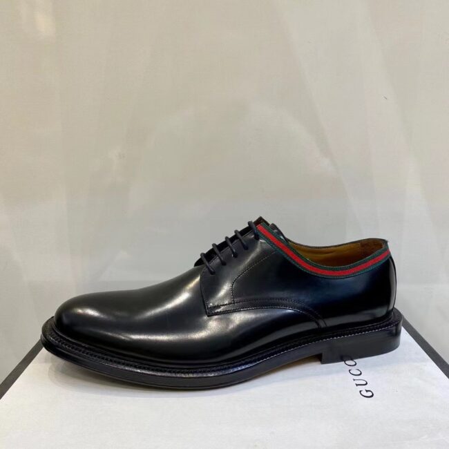Giày nam Gucci like au đế cao da bóng viền xanh đỏ GNGC07